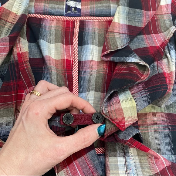 Y2K Free People Liberty Plaid Lightweight Blazer 2 - Picture 9 of 14